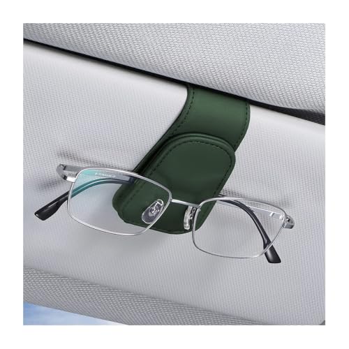 Sunglasses Holders for Car Sun Visor (1 Pack / Green/Leather)