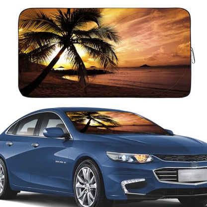 Windshield Sun Shade for Car Front Window Cover Sunshades Visor Automotive Sun Shield for Compact Sedan (Sunset Yellow / Standard)