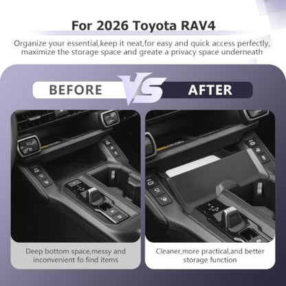 2026 RAV 4 Center Console Organizer Compatible with 2026 RAV 4 Accessories Lower Drawer Organizer Tray Below Wireless Charging Spot Storage Box RAV4 Limited