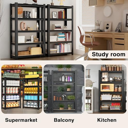 5 Tier Black Shelving with Board (Black / 24.1"W x 16.2"D x 60"H)