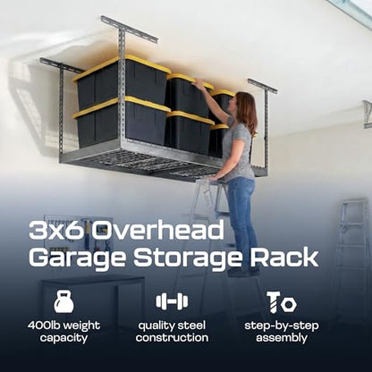 MonsterRax 3x6 Overhead Garage Storage Rack (Hammertone / 24"-45")