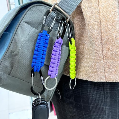Carabiner Keychain Hook with Paracord Strap (1 Orange 1 Blue)