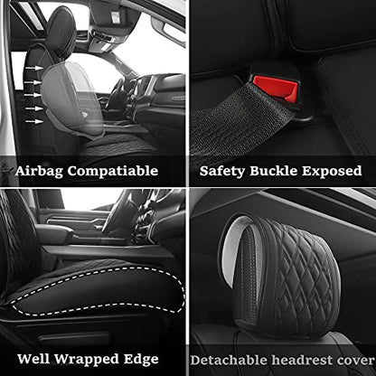 Car Seat Covers for Dodge Ram 2 Pcs Front (2 PCS Front,Black)