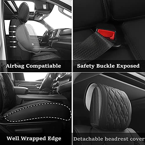 Car Seat Covers for Dodge Ram 2 Pcs Front (2 PCS Front,Black)