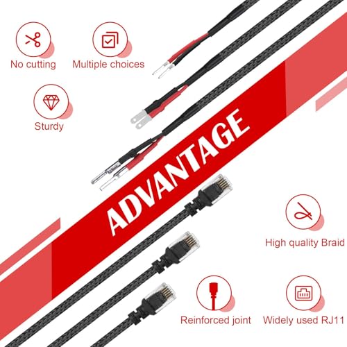 14" Upgraded Mirror Plug Wire Tap for Escort (RJ11 - 14" Long)