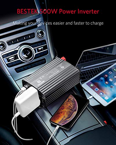 500W Power Inverter for Vehicles DC 12V to AC 110V Car Plug Adapter (Grey)
