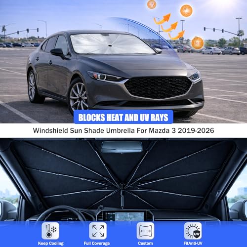 Car Windshield Sun Shade Umbrella for Mazda 3 2019 (For Mazda 3 2019-2026)