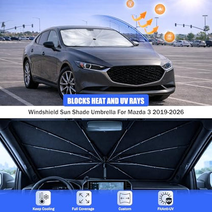 Car Windshield Sun Shade Umbrella for Mazda 3 2019 (For Mazda 3 2019-2026)