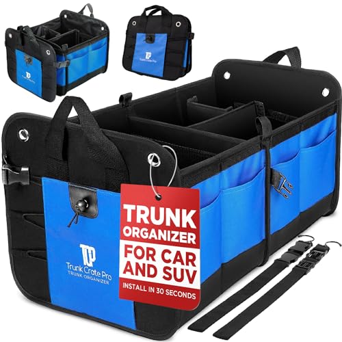 Blue Car Cargo Trunk Organizer for SUV & Auto Storage (Large / Blue)