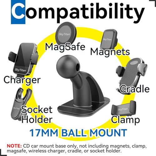 3 Pack Sticky 17mm Ball Mount for Car Mount Adhesive Replacement Magnetic Phone Holder MagSafe Mounting Base Dashboard Sticker 3M VHB Tape (3 Pack)