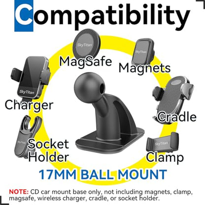 4 Pack Sticky 17mm Ball Mount for Car Mount Adhesive Replacement Magnetic Phone Holder MagSafe Mounting Base Dashboard Sticker 3M VHB Tape (4 Pack)