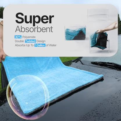 Crystal Clean 1300 GSM Car Drying Towel (Blue / Pack of 1)