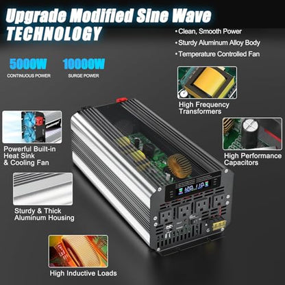 5000W Power Inverter 12V to 110V (Gray / 5000W-12V)