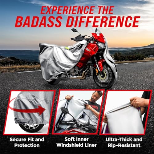 Waterproof Outdoor Motorcycle Cover for Adventure Bikes (Light Gray / [ADV] 99"L x 41"W x 63"H)