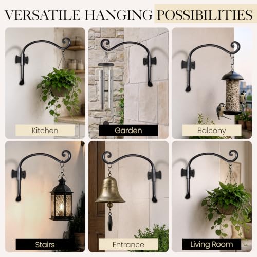 Plant Hangers Outdoor or Indoor Heavy Duty Wall Bracket Hooks (12 Inch / Axe Hooks)