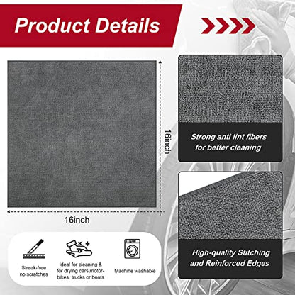 200 Pcs Microfiber Cleaning Cloth 16x16 Inch Microfiber Towels for Car Ultra Absorbent Cleaning Rags Reusable Lint Free Streak Free Detailing Towel for Car Washing Drying Dusting (Gray)