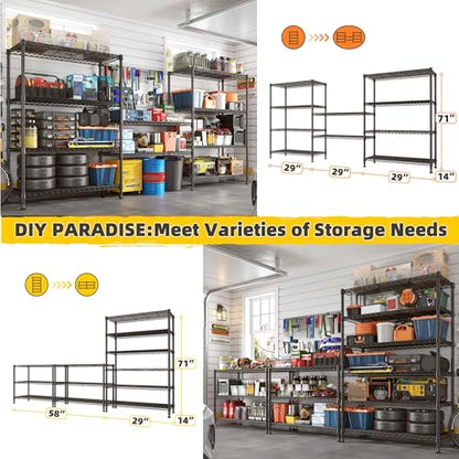 71" H 6 Tier Heavy Duty Wire Shelving (6 Tier-14"D x 29"W x 71"H)