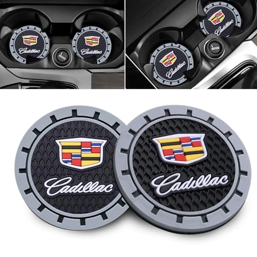 Car Cup Holder Coaster for Cadillac Escalade CT4 CT5 CT6 ATS CTS SRX XT5 Recessed Silicone Cupholder Coaster Interior Accessories 2.75in 2Pack (Gray-02)