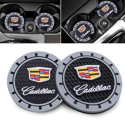 Car Cup Holder Coaster for Cadillac Escalade CT4 CT5 CT6 ATS CTS SRX XT5 Recessed Silicone Cupholder Coaster Interior Accessories 2.75in 2Pack (Gray-02)