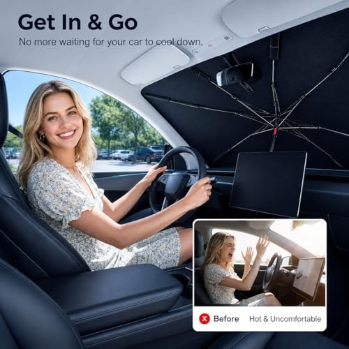 2026 Upgraded] DooGooCoo Windshield Sun Shade [Up to 70°F Cooler (Universal - Medium Size)