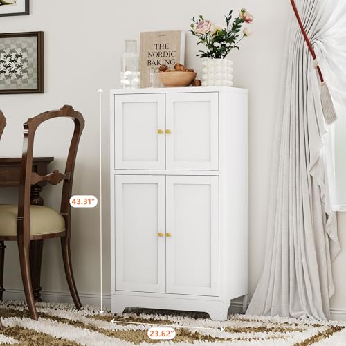White Bathroom Floor Cabinet (White / 40"H 4 Doors)