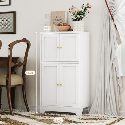 White Bathroom Floor Cabinet (White / 40"H 4 Doors)