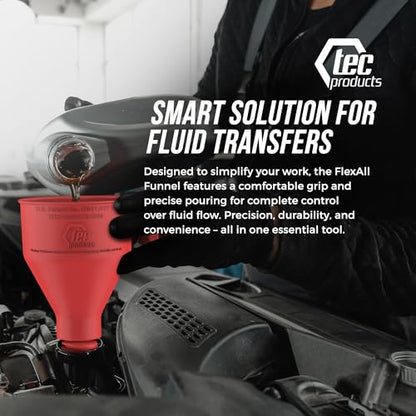 FlexAll Long Flexible Oil Change Funnel (Red / Large)