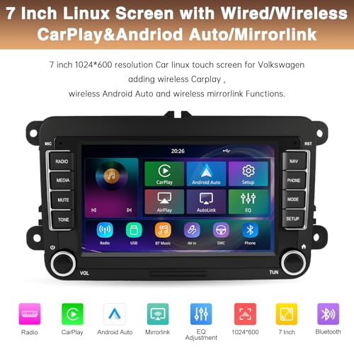 7 Inch Display Carplay Car Stereo Upgrade for Volkswagen with RDS