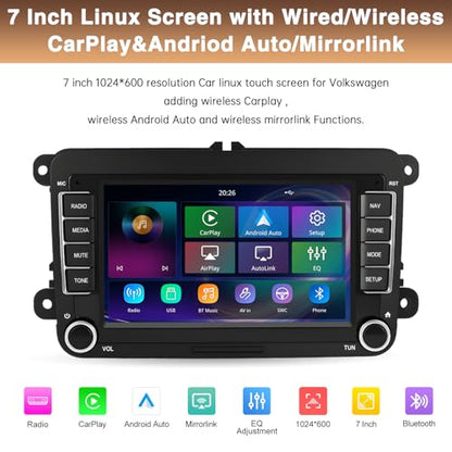 7 Inch Display Carplay Car Stereo Upgrade for Volkswagen with RDS