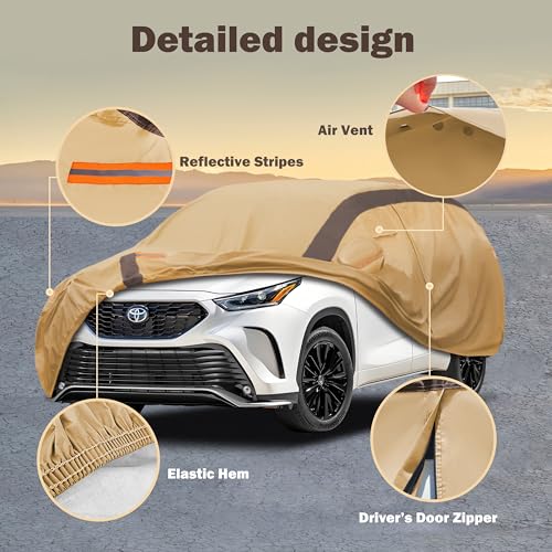Highlander Car Cover Waterproof All Weather Compatible with Toyota Highlander 2007 (A Compatible with Toyota Highlander)
