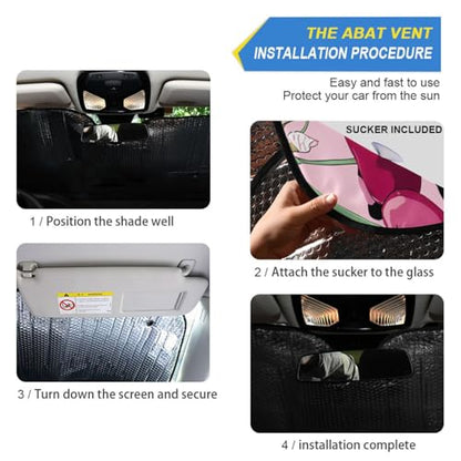 Car Windshield Sun Shade Cheetah Leopard Print Pink Cherry Foldable Car Front Windshield Sunshade Blocks UV Rays Sun Visor Heat Protection for Truck SUV to Keep Your Vehicle Cool (Medium / Pink Cherry Leopard)