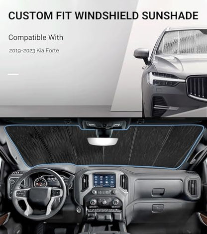 Windshield Sunshade for Kia Forte 2019 (Silver Water Ripple)
