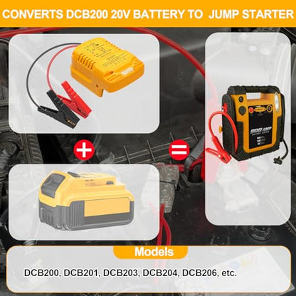 12V Jump Starter Adapter Compatible with Dewalt 20V (Yellow-1PACK)