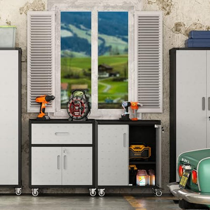 Garage Tool Cabinet Set (Black & Grey)