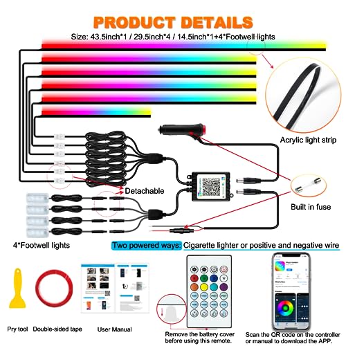 Interior Car LED Strip Lights with Dream Color (10 Pieces)