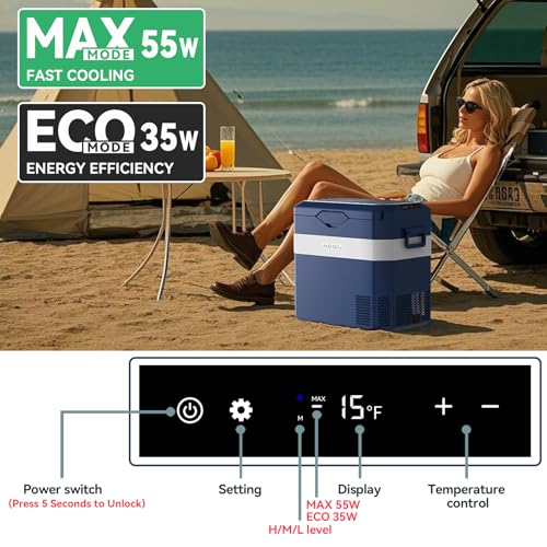 Car Fridge Portable 12V Refrigerator 40 Quart 12 Volt Freezer Compressor Cooler 12V (Blue(Matte))