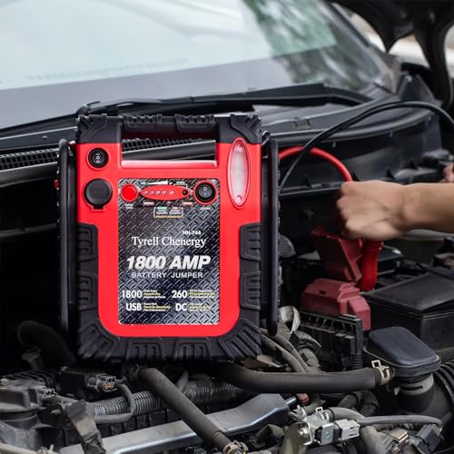 New Upgrade Car Battery Jump Starter & Portable Air Compressor (Red)