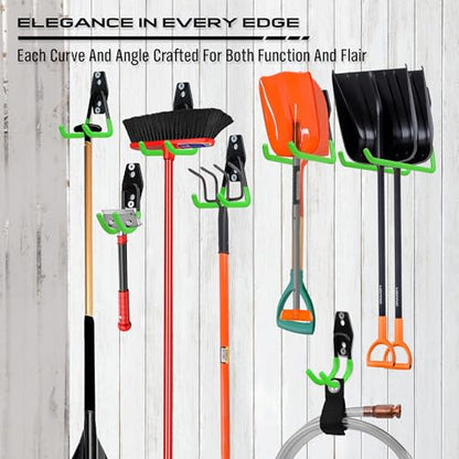 15 Piece Garage Wall Hooks with 3 Extension Straps (15-Pack Hooks + 3 Straps（green）)