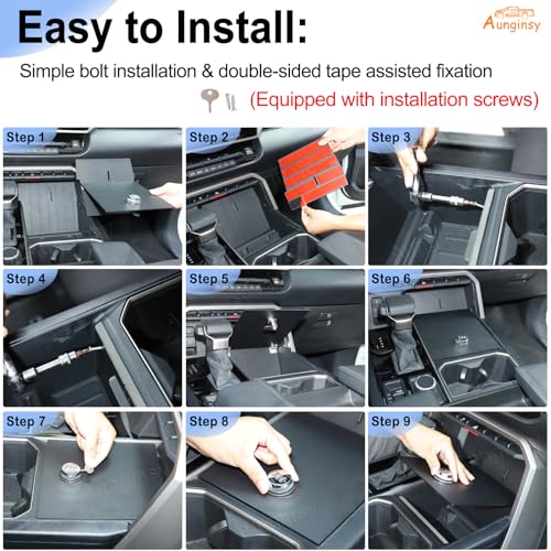 Car Lower Center Console Lock Safe Storage Box Cover Lid Compatible with 2022