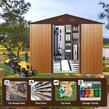 10x8 FT Outdoor Storage Shed (Coffee / 10x8 FT)