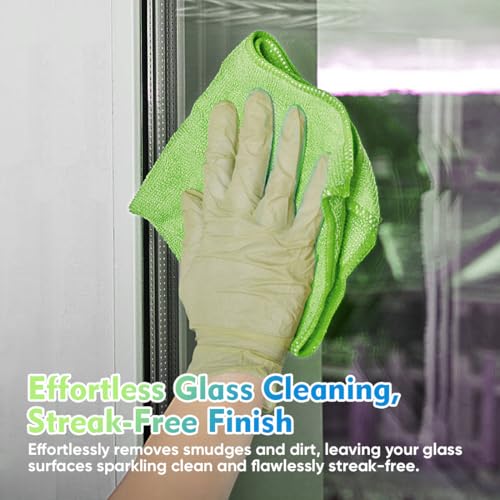 Green Microfiber Cleaning Cloth 12 Pack (Green / 12.5 x 12.5 Inch)