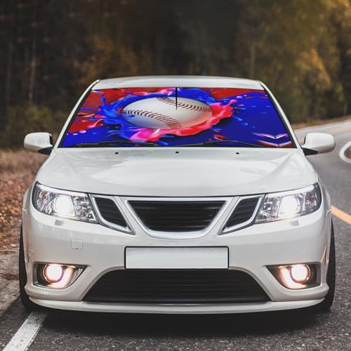 Baseball Car Windshield Sunshade Umbrella Foldable Visor Umbrella (57X31 Inch / Color-BS1)