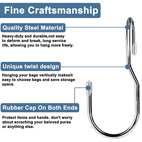 Unique Twist Design Bag Hanger Purse Hooks (12 Pack Platinum)