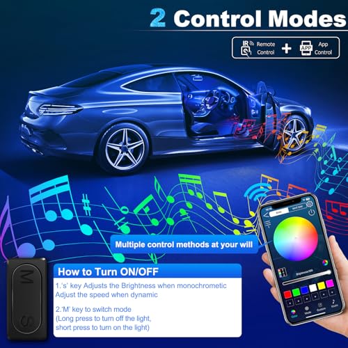 Acrylic Interior Car LED Strip Light with Wireless APP (RGB Color 6 in 1)