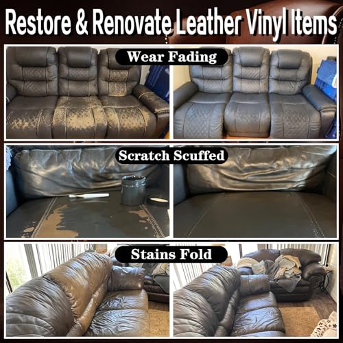 Dark Gray Recoloring Balm Leather Vinyl Auto Dash Board Car Interior Seats Paint Furniture Dye Color Restorer Refinish Shoes Sofa Gloves Jacket Purse Bag Couch Stain Fade Scratches Peeling Repair Kit (Dark Gray)