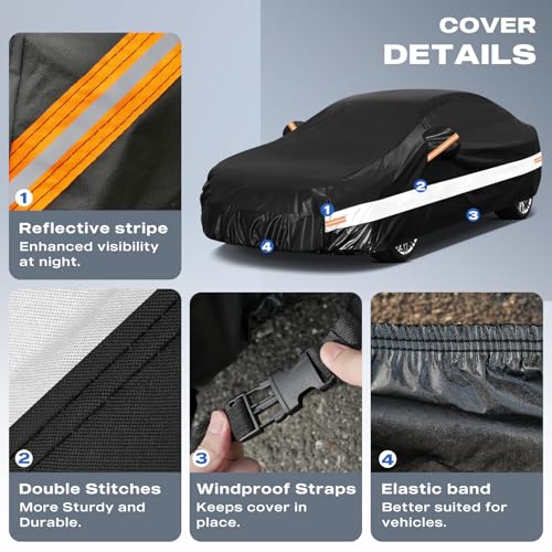 10 Layers Car Cover with Charger Port Custom Fit for Tesla Model Y (Black Gray / Custom Fit for Tesla Model Y)