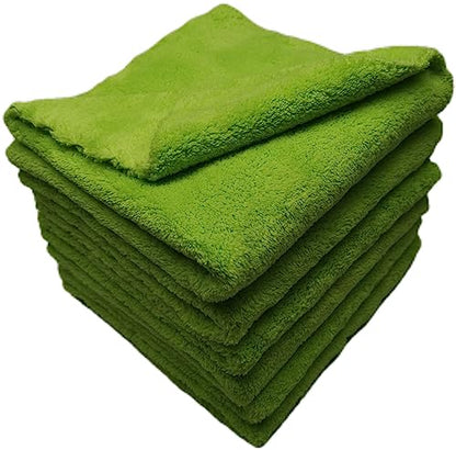 Plush Edgeless Microfiber Towel for Car (6Pack / Fluorescent Green)