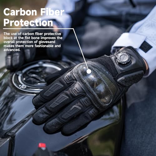 High Protection Motorcycle Gloves for Men (Medium / Black)