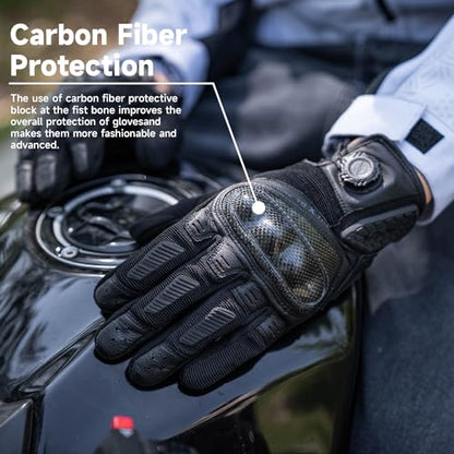 High Protection Motorcycle Gloves for Men (Medium / Black)