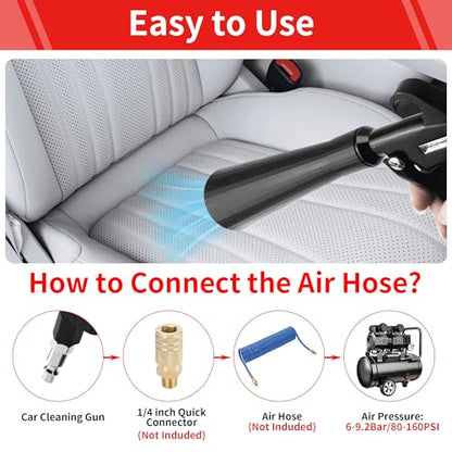 High Pressure Car Interior Cleaning Gun Interior Dryer Hair Dryer Car Detail Gun Fast Drying Blows Away Dust and Dirt Using Air (Bearing Type)